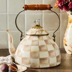 Mocha Check 3 Quart Tea Kettle
