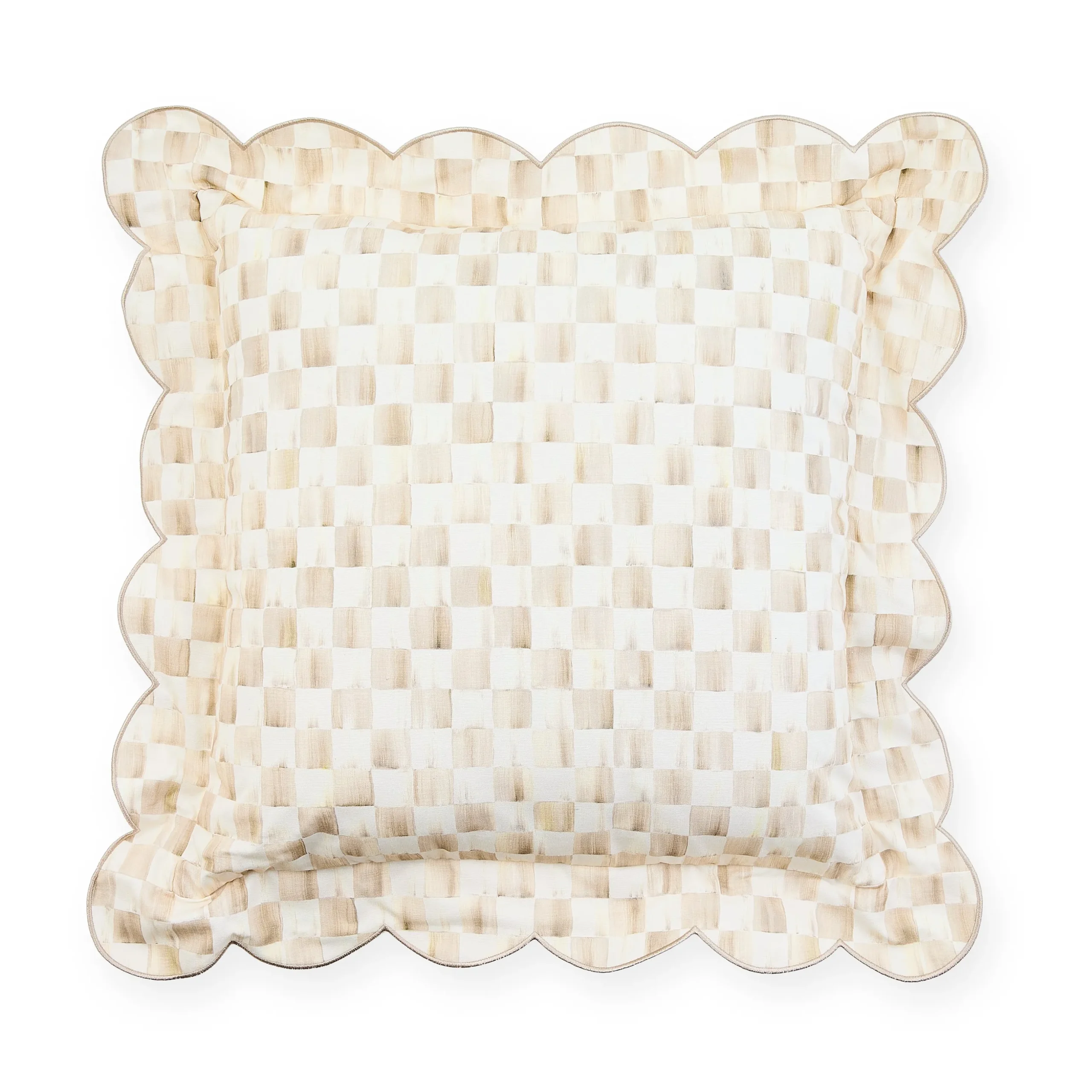Mocha Check Reversible Scalloped Throw Pillow