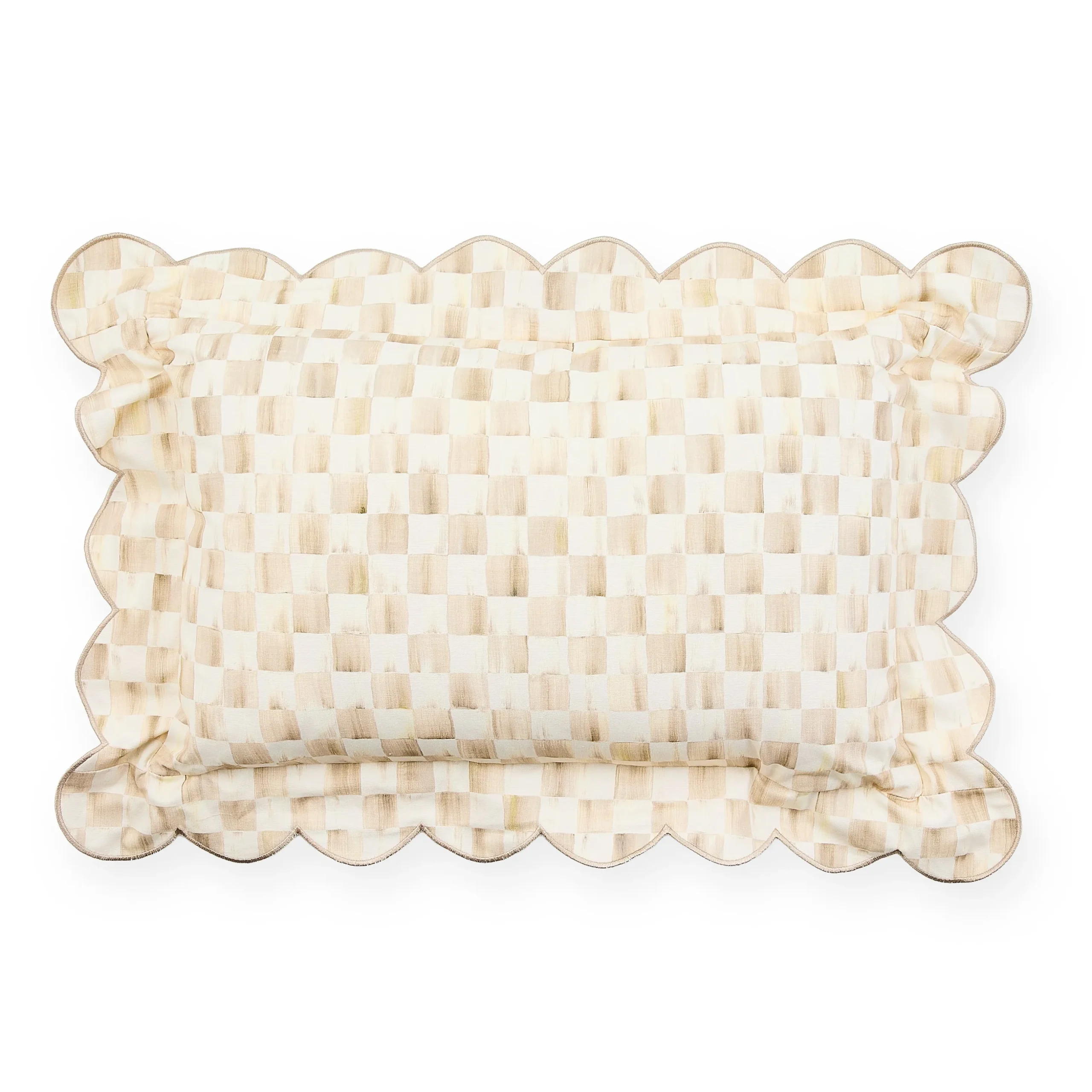 Mocha Check Reversible Scalloped Lumbar Throw Pillow