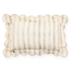 Mocha Check Reversible Scalloped Lumbar Throw Pillow
