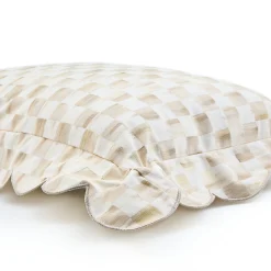 Mocha Check Reversible Scalloped Lumbar Throw Pillow