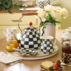 Mocha Check Round Tray
