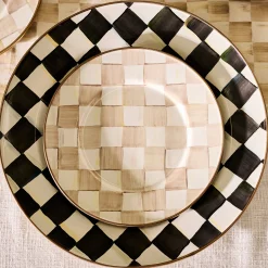 Mocha Check Salad Plate