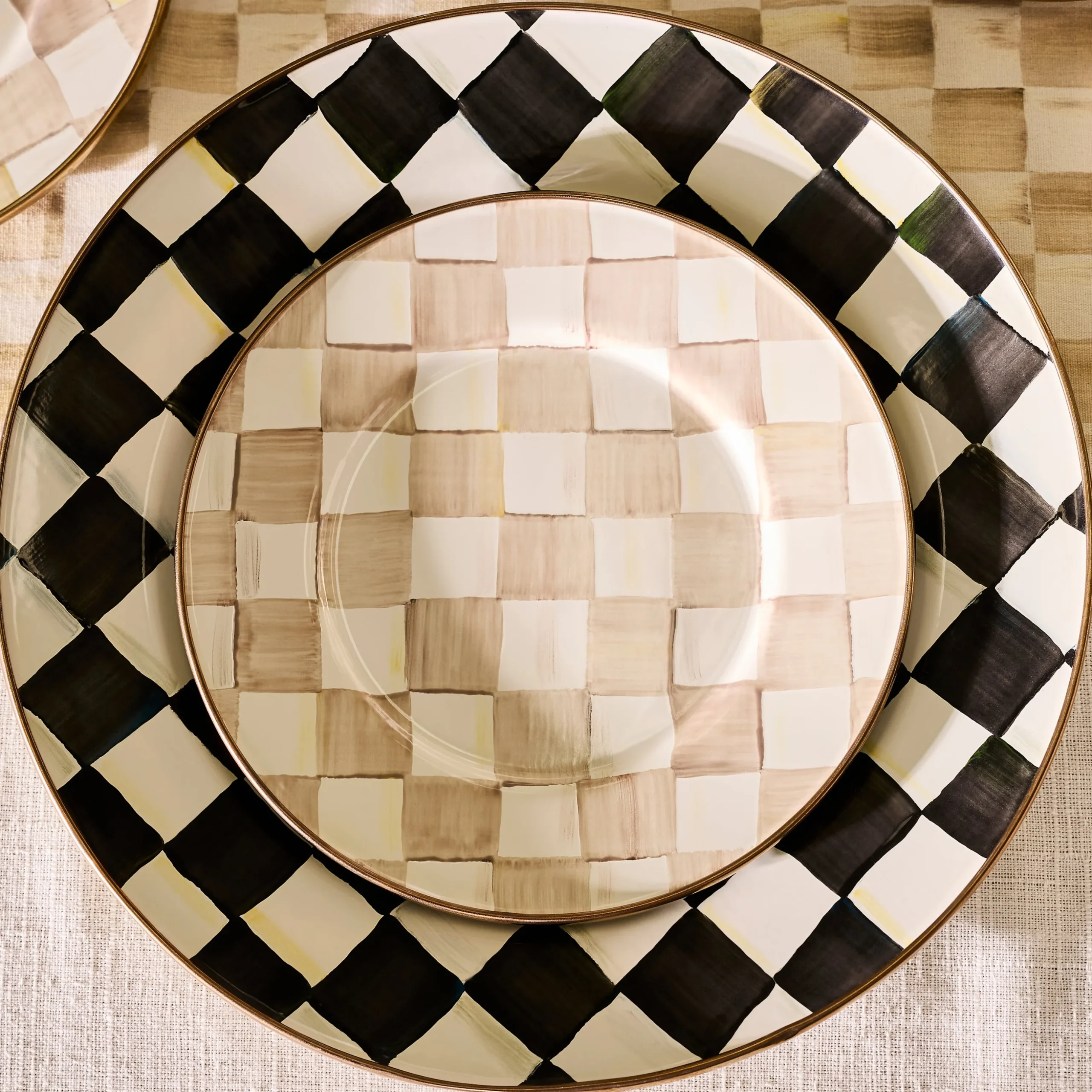 Mocha Check Salad Plate