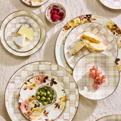 Mocha Check Salad Plate