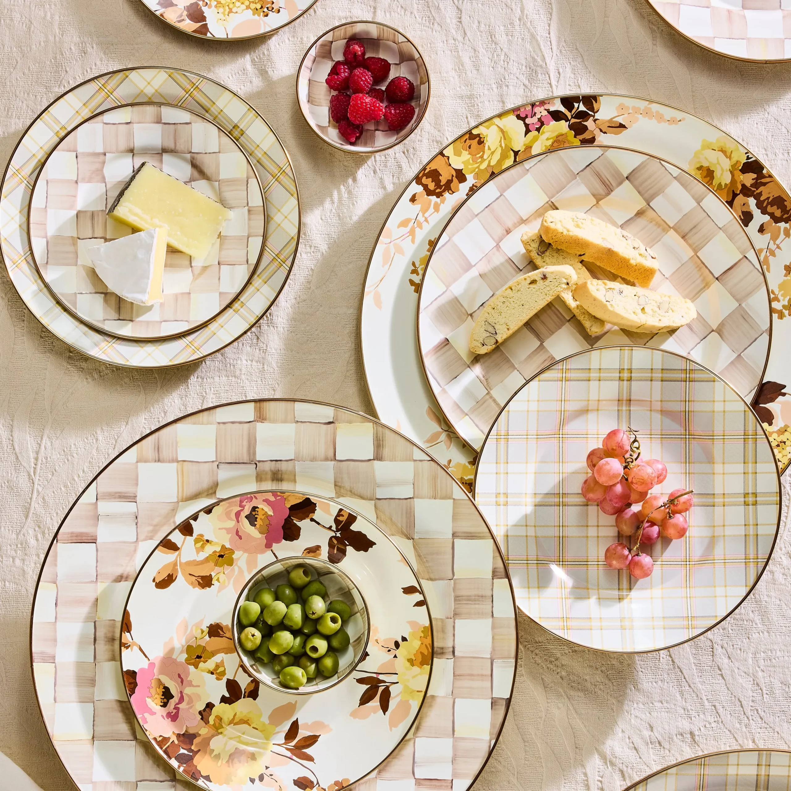 Mocha Check Salad Plate