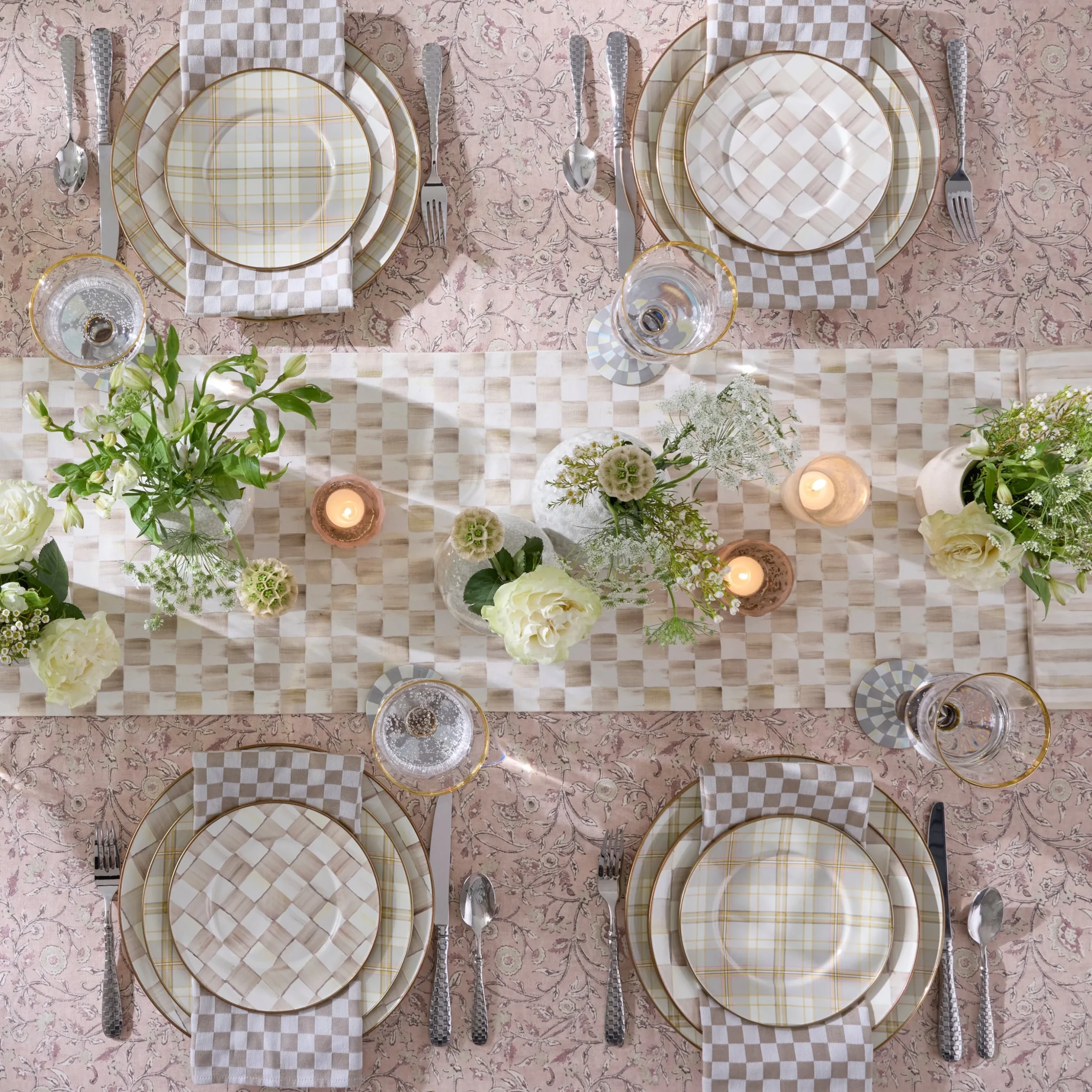 Mocha Check Salad Plate