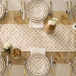 Mocha Check Salad Plate