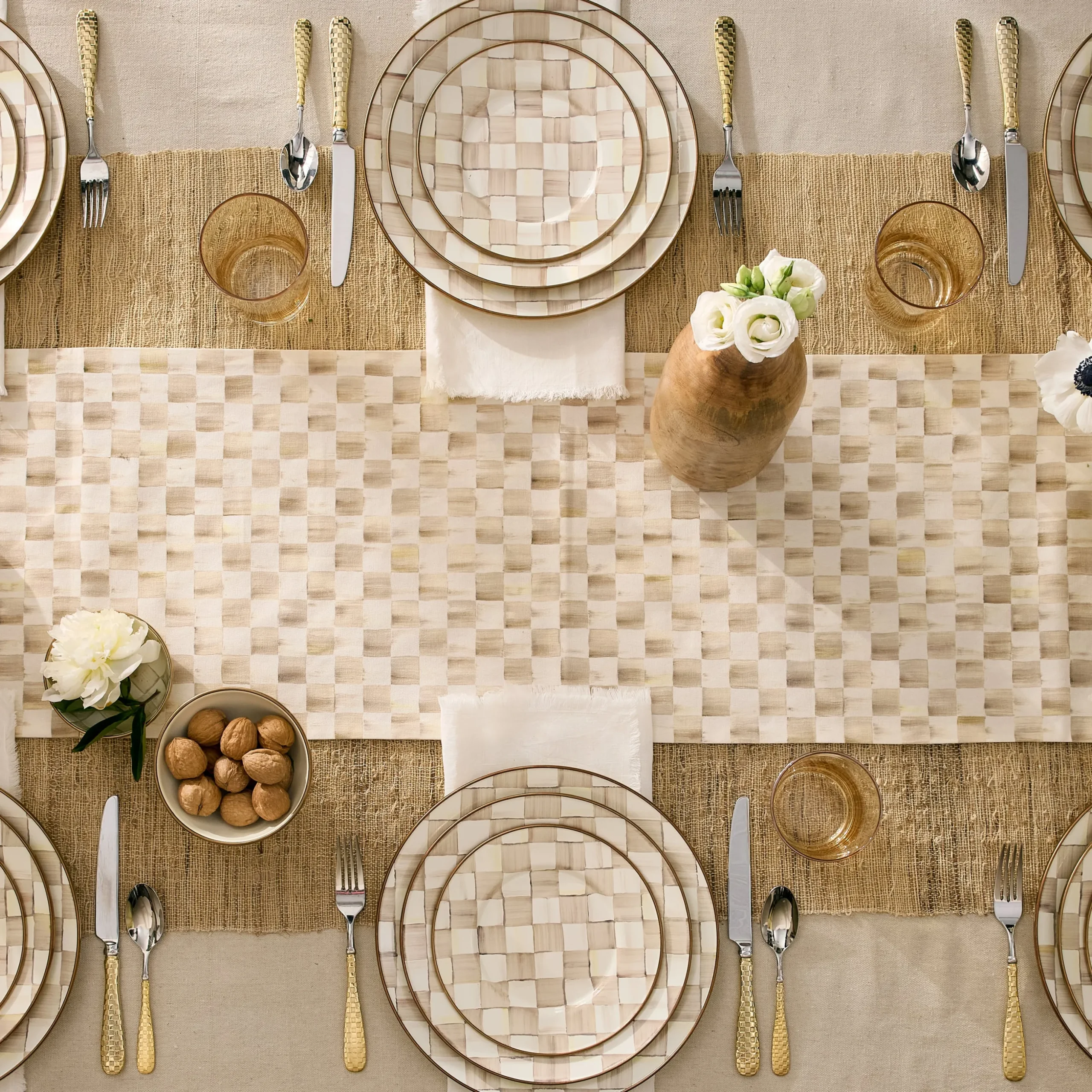 Mocha Check Salad Plate