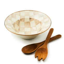 Mocha Check Salad Serving Set