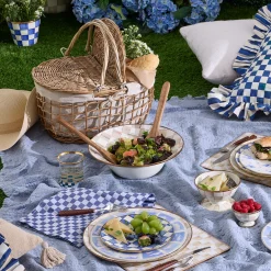 Mocha Check Salad Serving Set