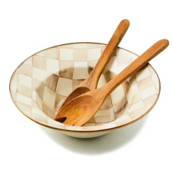 Mocha Check Salad Serving Set