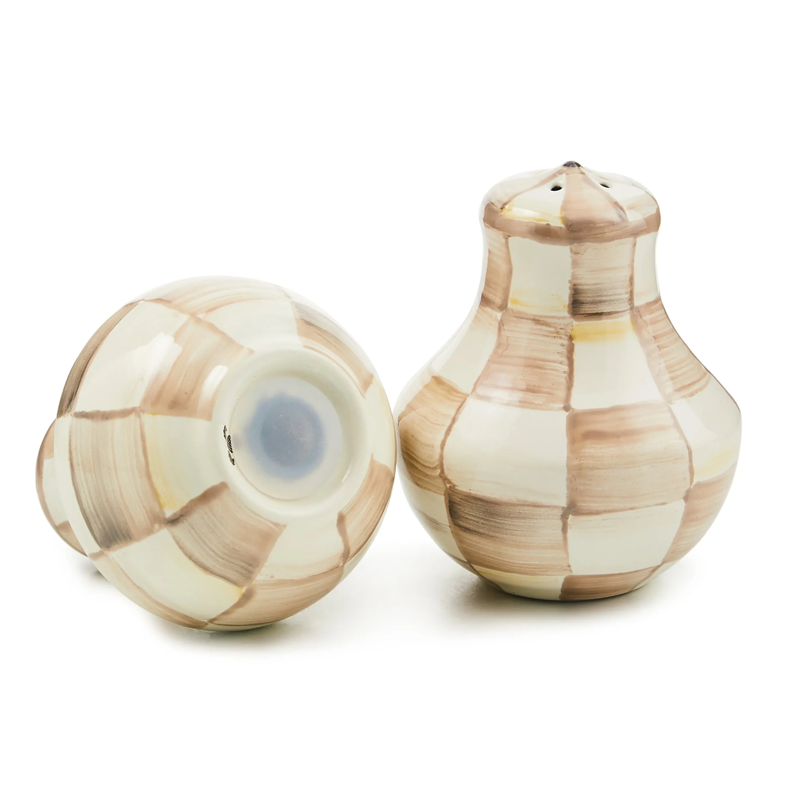 Mocha Check Salt & Pepper Shakers