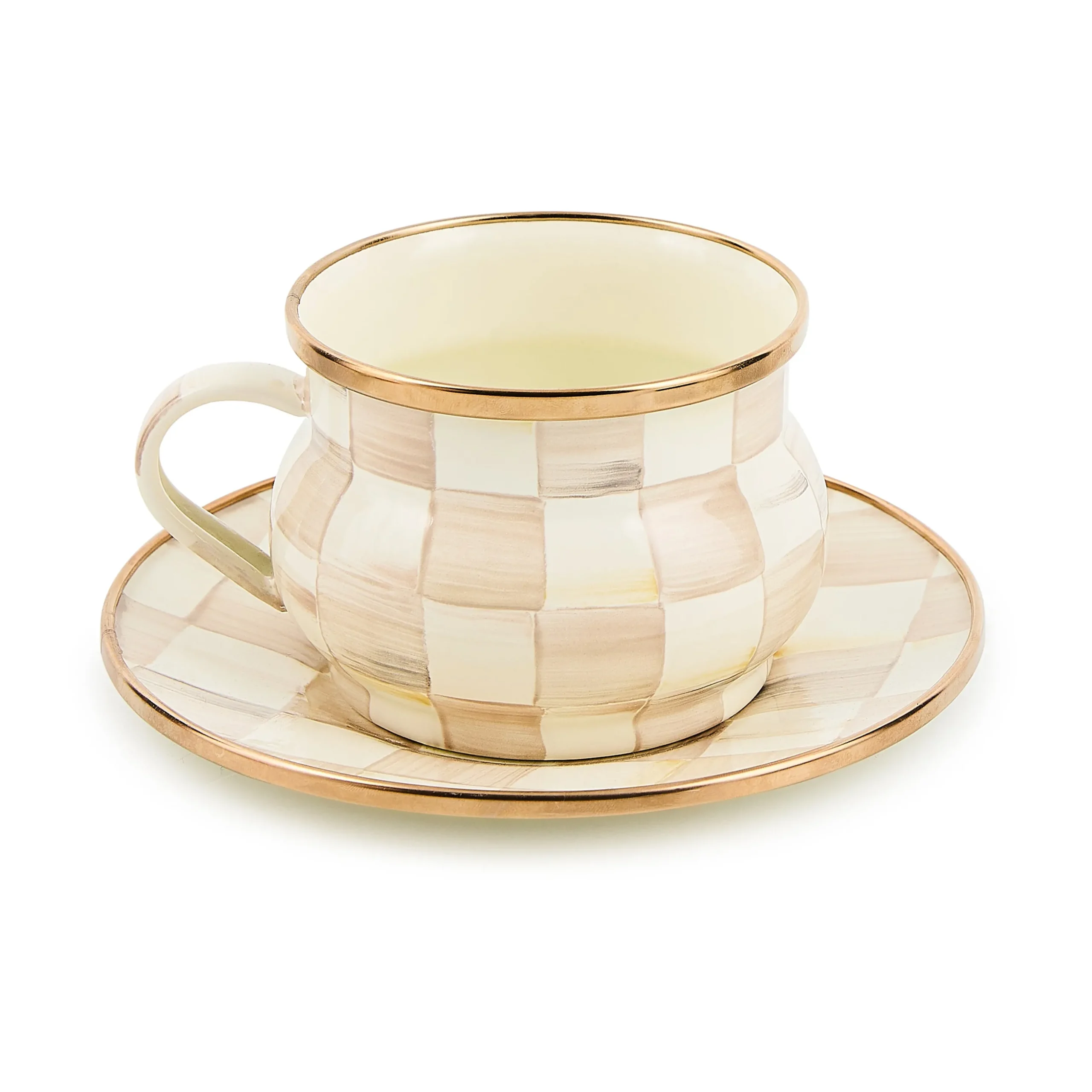 Mocha Check Saucer