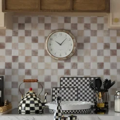 Mocha Check School Wall Clock