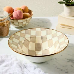 Mocha Check Serving Bowl