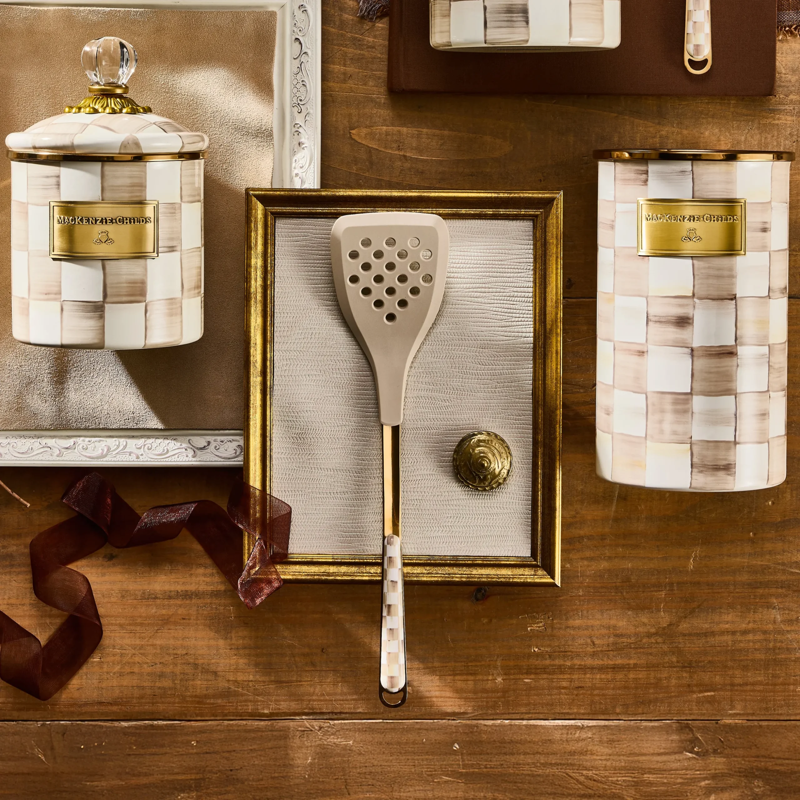Mocha Check Slotted Spatula