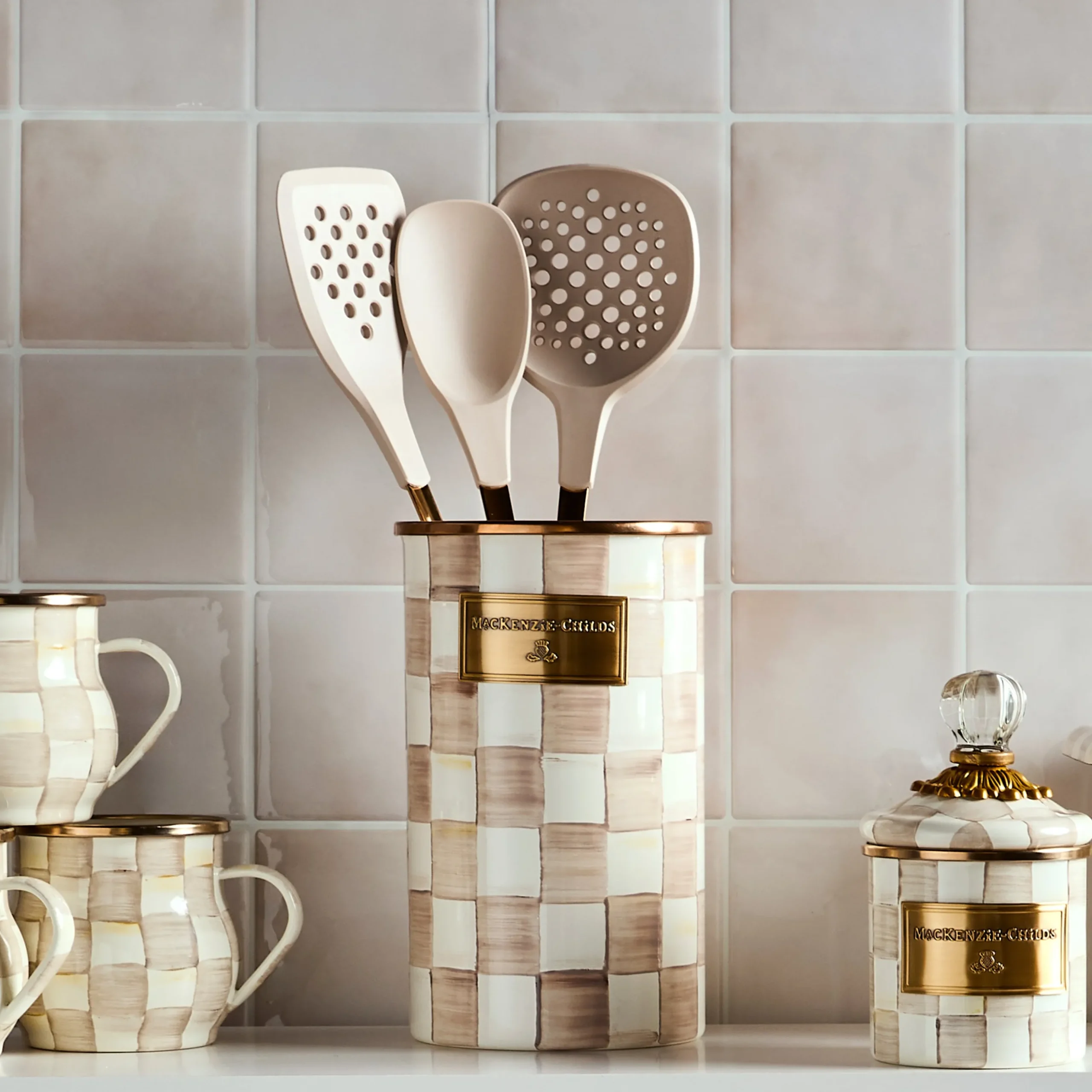 Mocha Check Slotted Turner