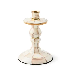 Mocha Check Small Candlestick