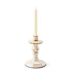 Mocha Check Small Candlestick
