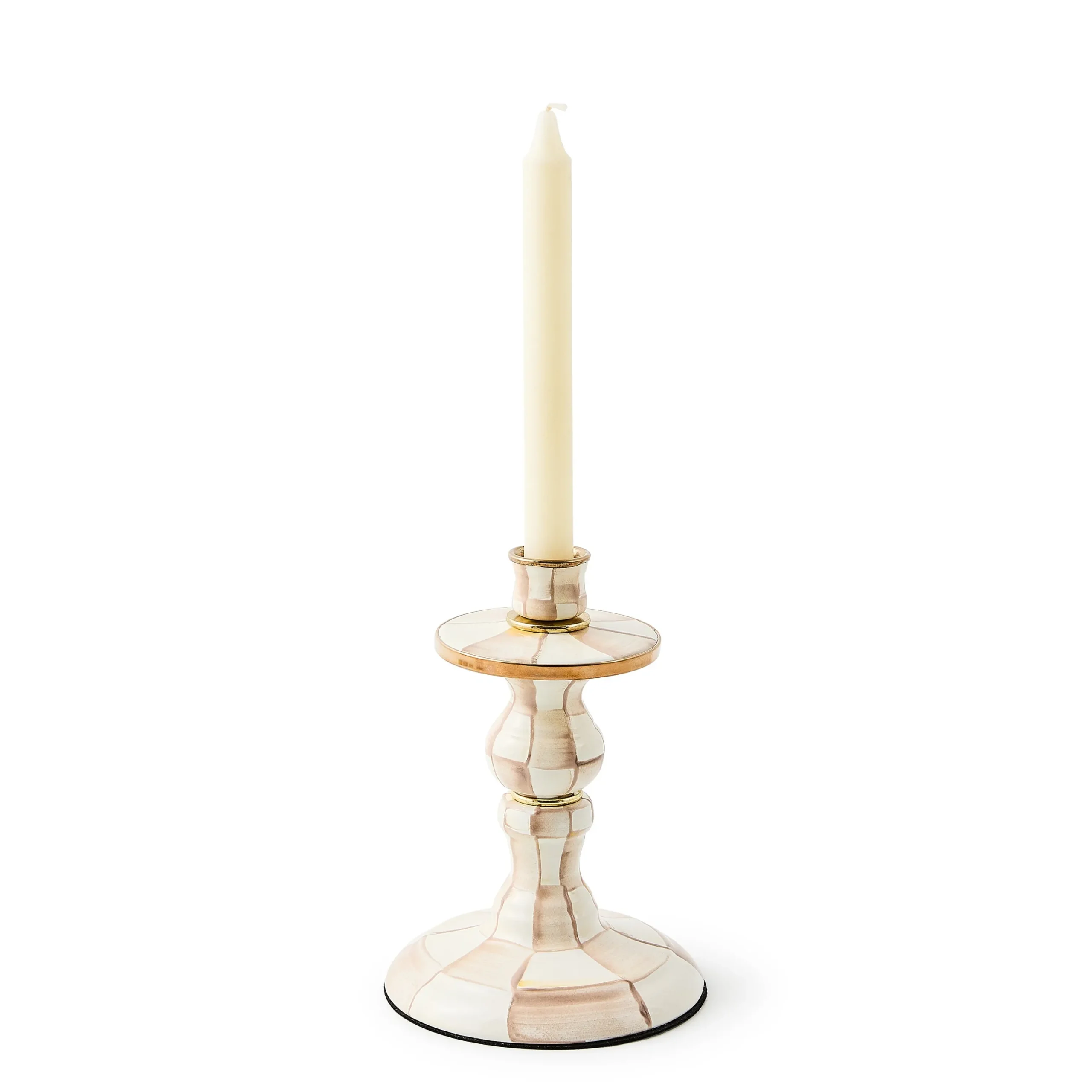 Mocha Check Small Candlestick