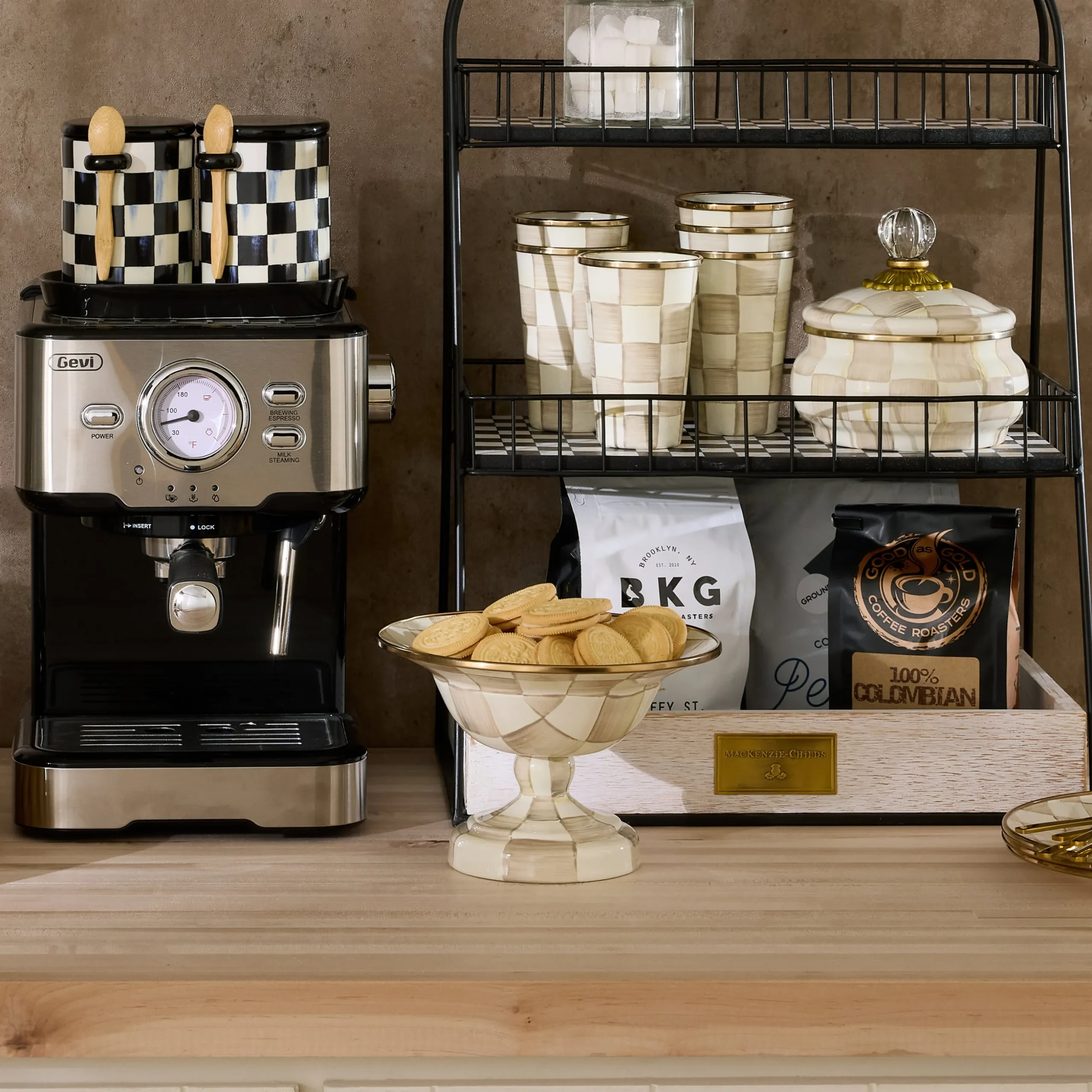 Mocha Check Small Compote