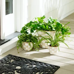 Mocha Check Small Garden Pot