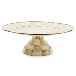 Mocha Check Small Pedestal Platter