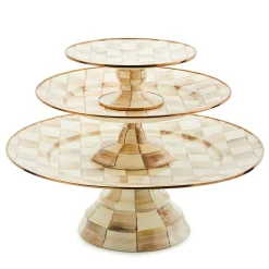 Mocha Check Small Pedestal Platter