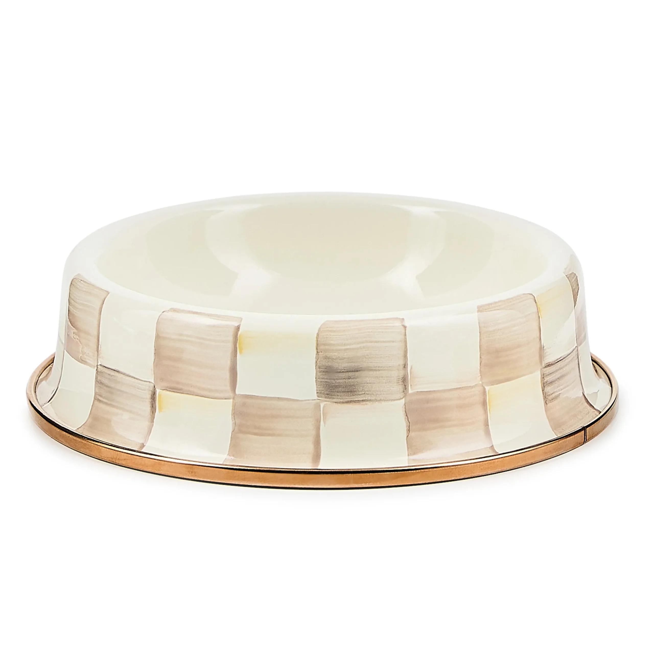 Mocha Check Small Pet Dish
