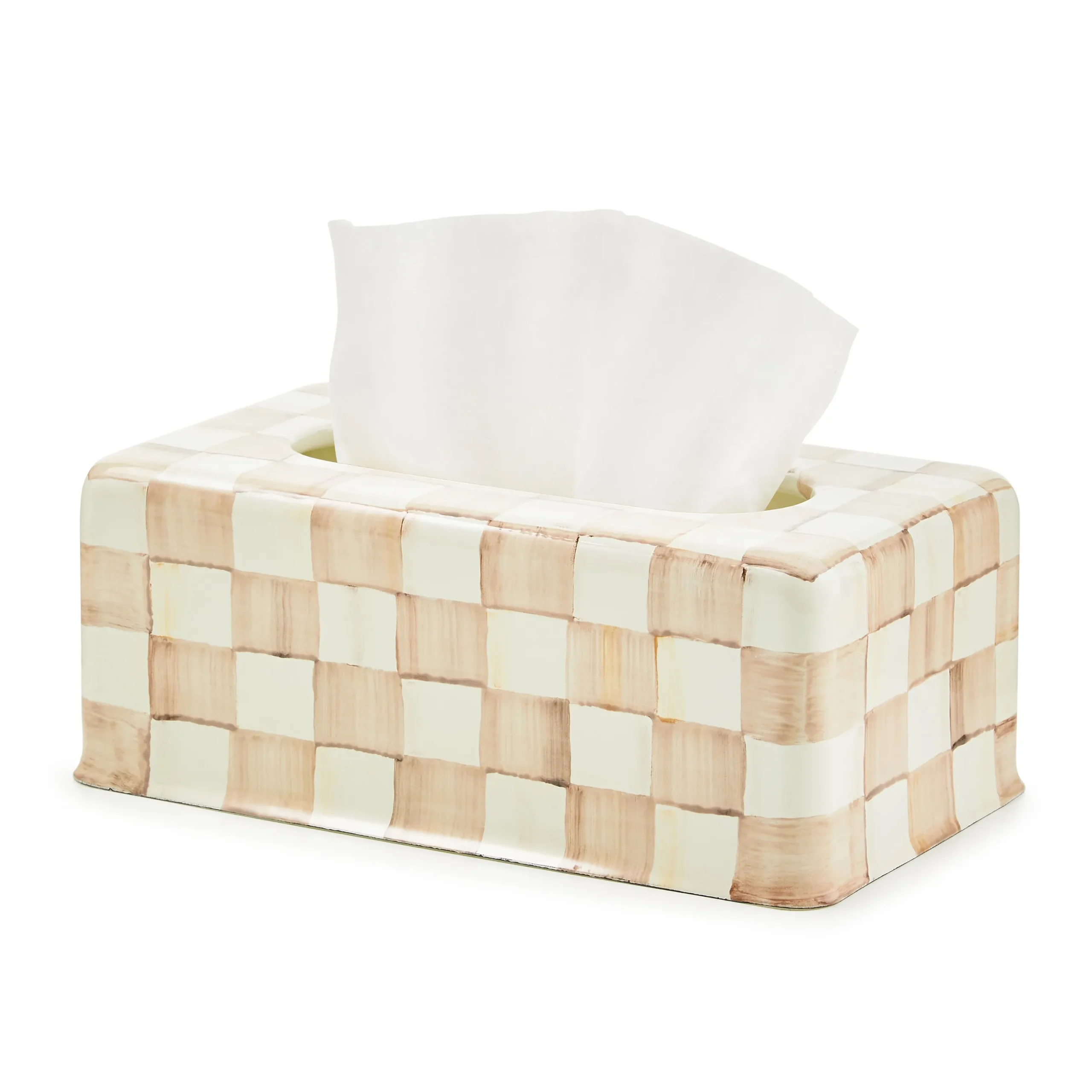 Mocha Check Standard Tissue Box Cover