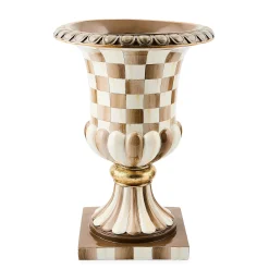 Mocha Check Tabletop Pedestal Urn