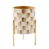 Mocha Check Tabletop Planter