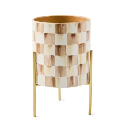 Mocha Check Tabletop Planter