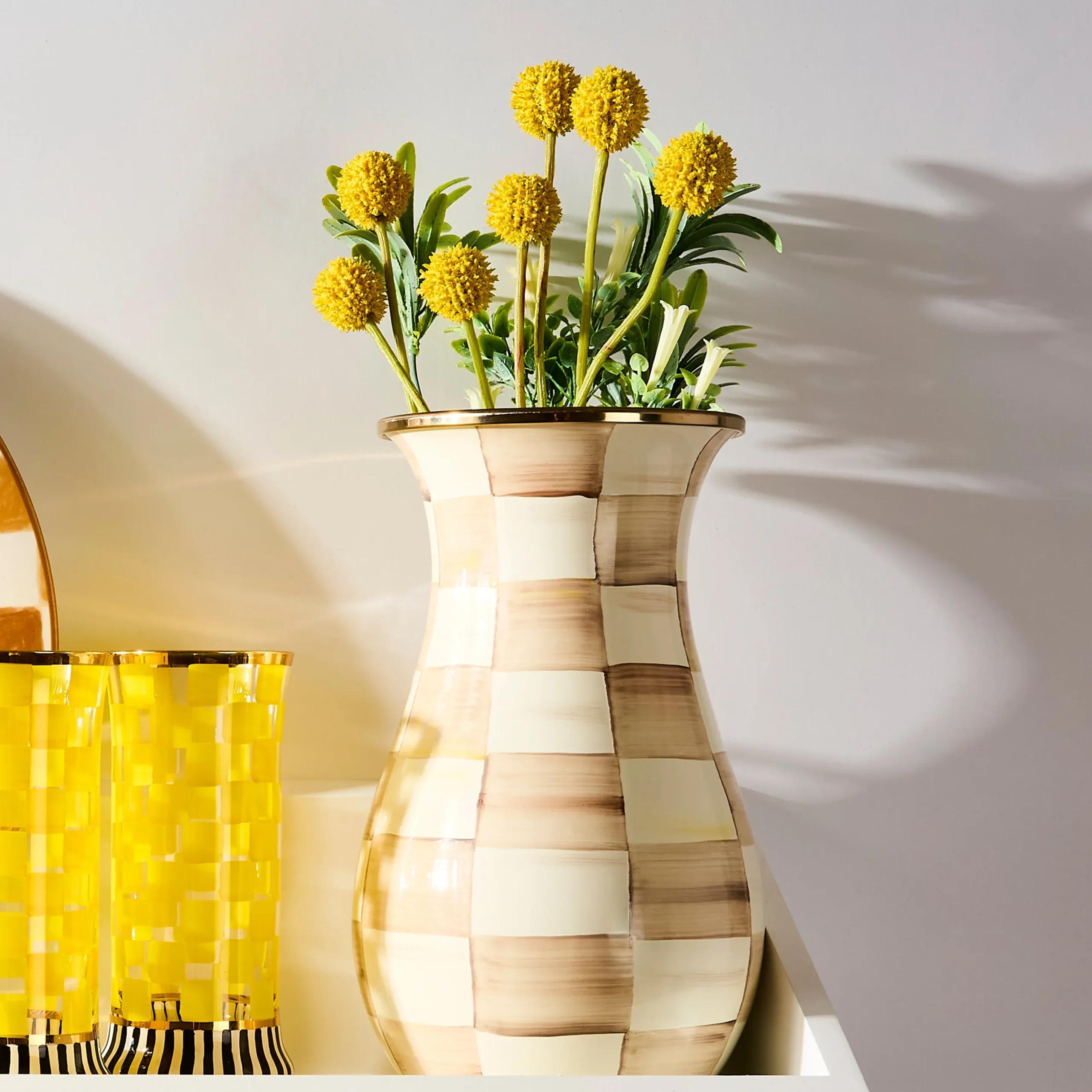 Mocha Check Tall Vase