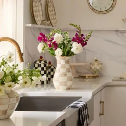 Mocha Check Tall Vase