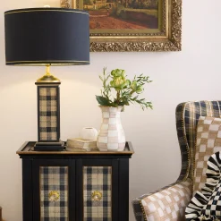 Mocha Check Tall Vase