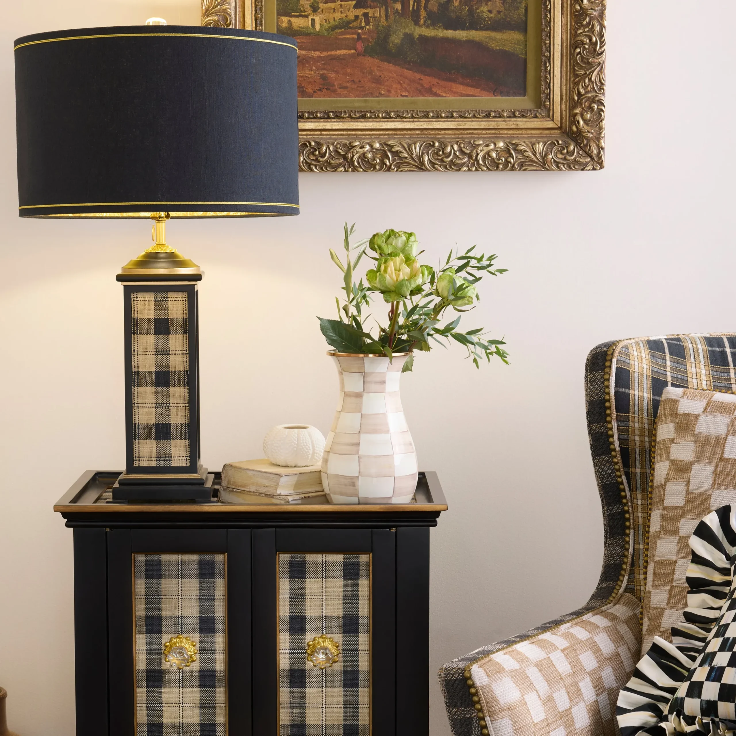 Mocha Check Tall Vase