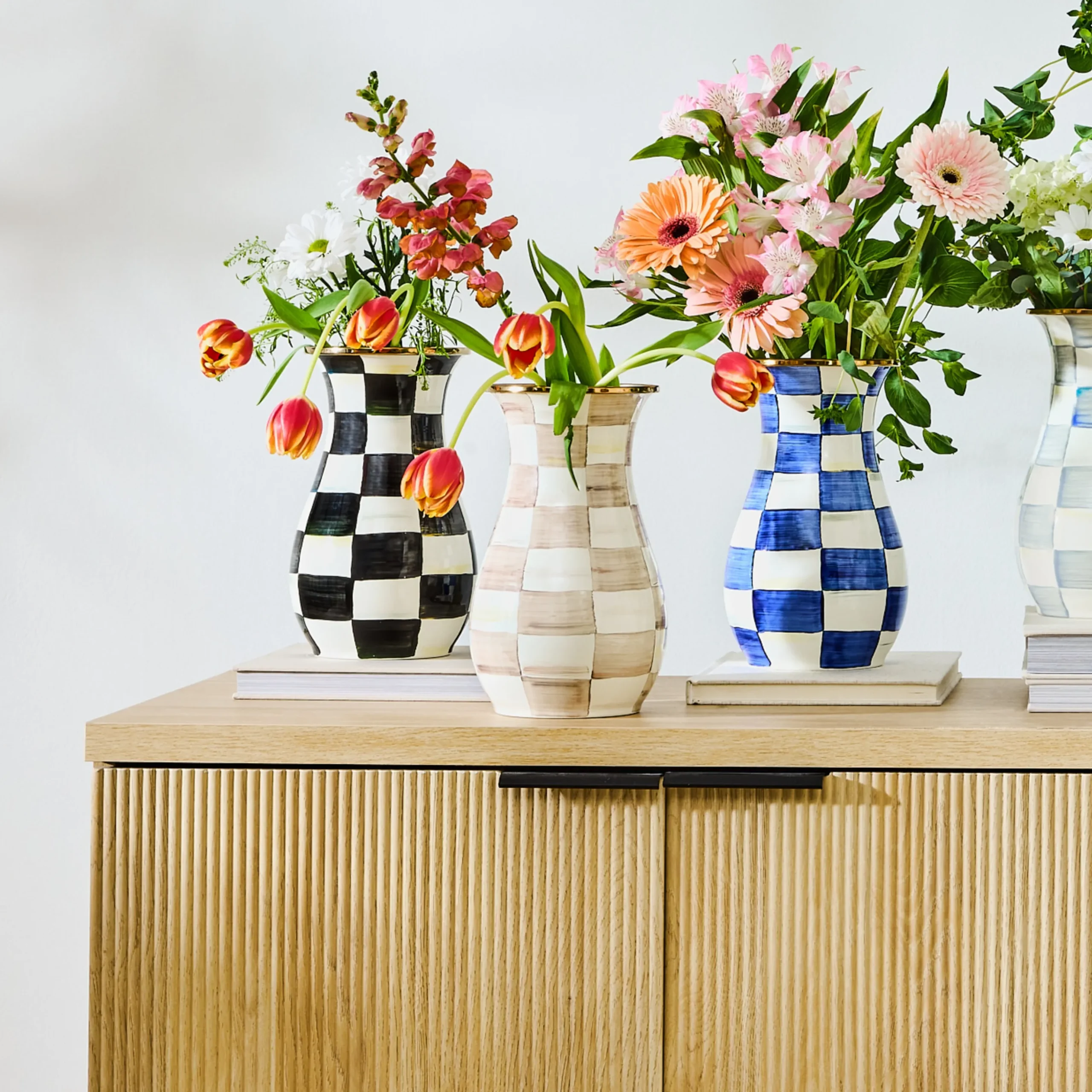 Mocha Check Tall Vase