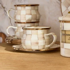 Mocha Check Teacup