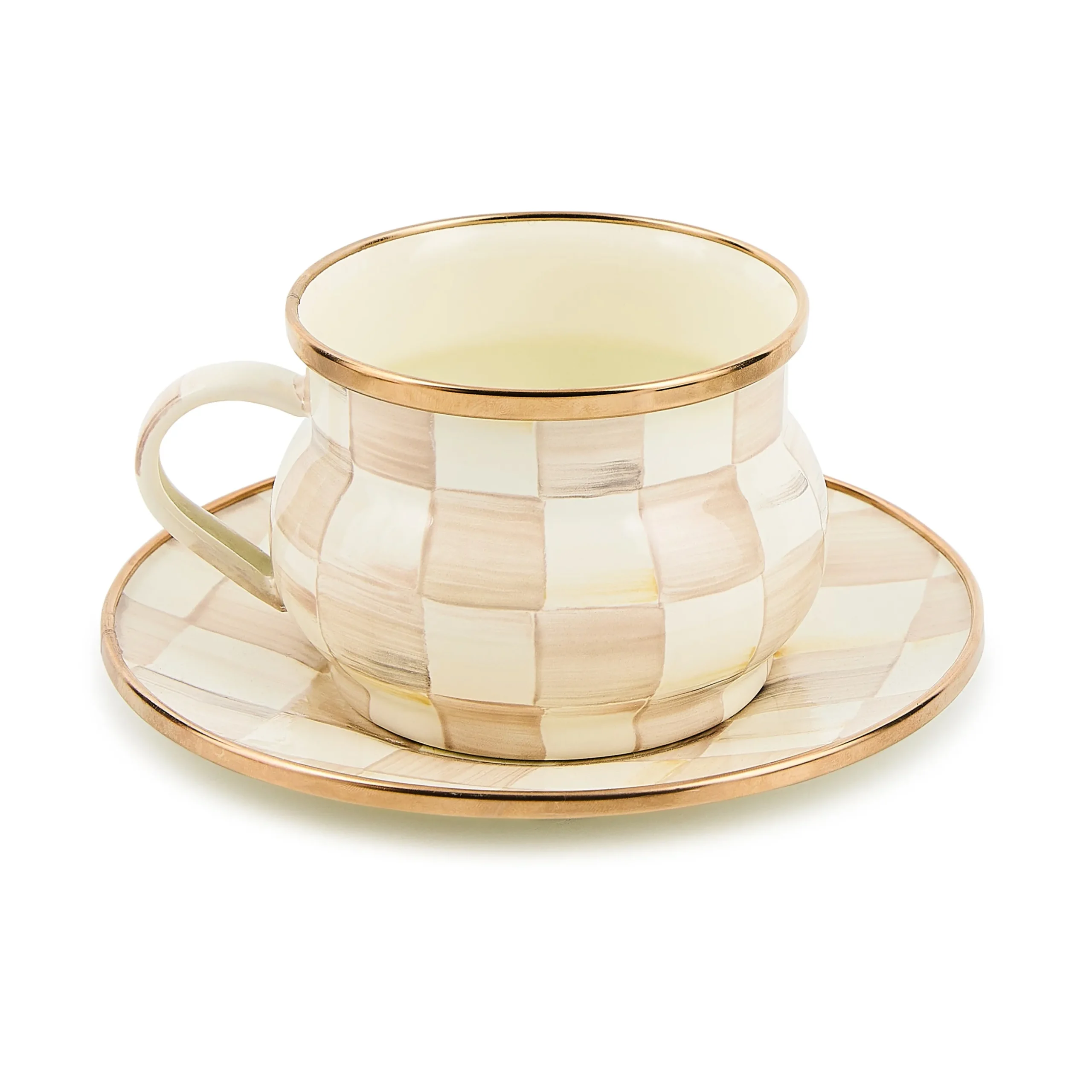 Mocha Check Teacup
