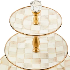 Mocha Check Three Tier Sweet Stand