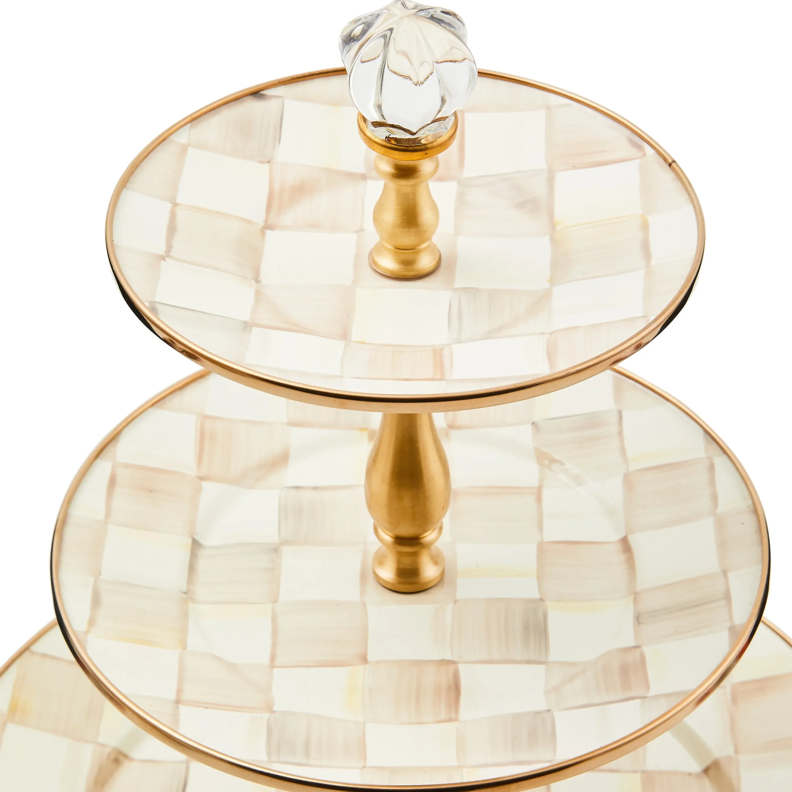 Mocha Check Three Tier Sweet Stand