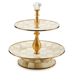 Mocha Check Two Tier Sweet Stand