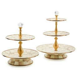 Mocha Check Two Tier Sweet Stand