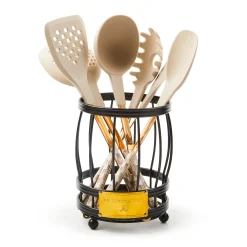 Mocha Check Utensil Caddy Set
