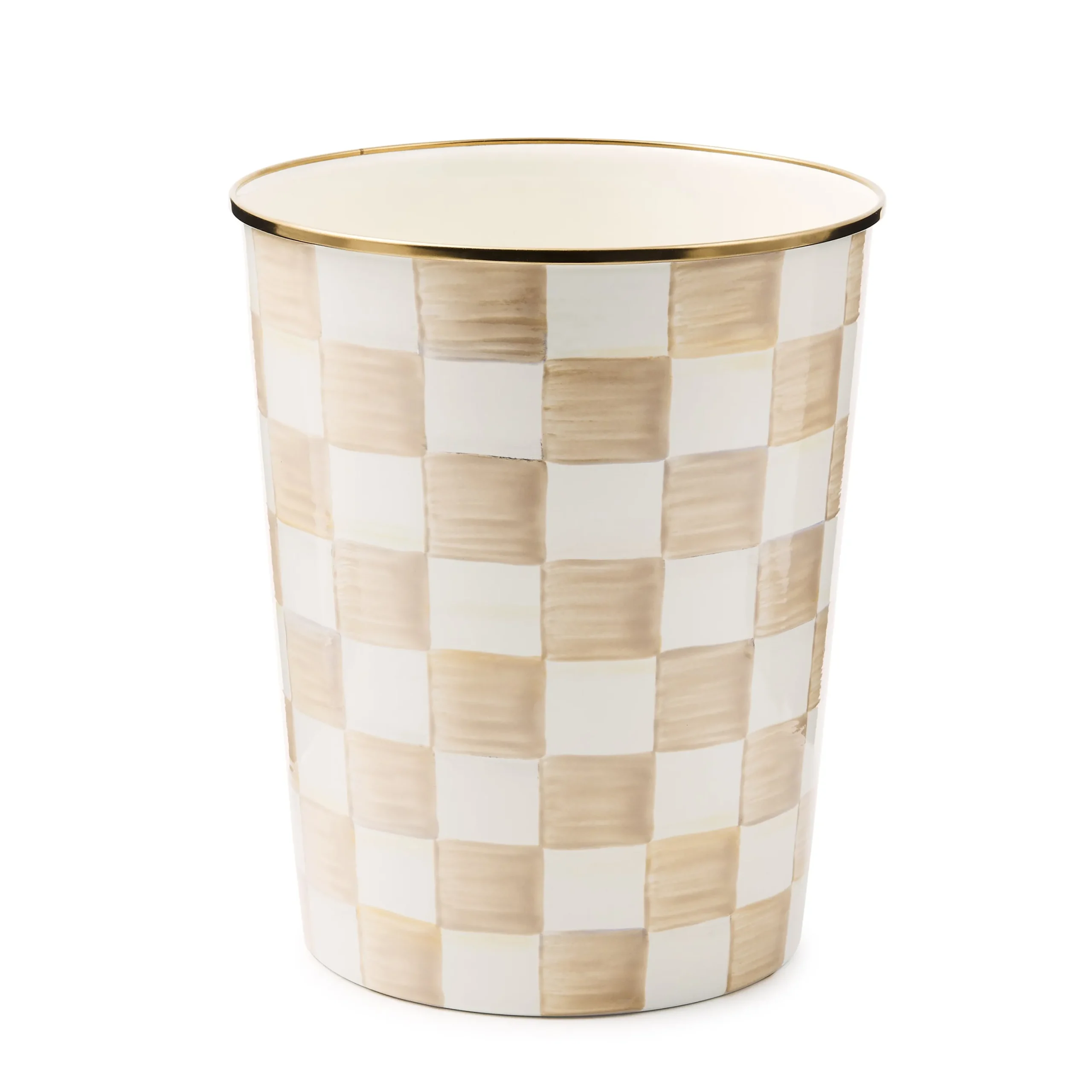 Mocha Check Waste Bin