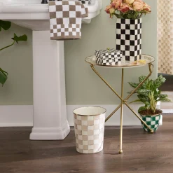 Mocha Check Waste Bin