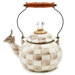 Mocha Check Whistling Tea Kettle
