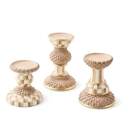 Mocha Pillar Candle Holders, Set of 3